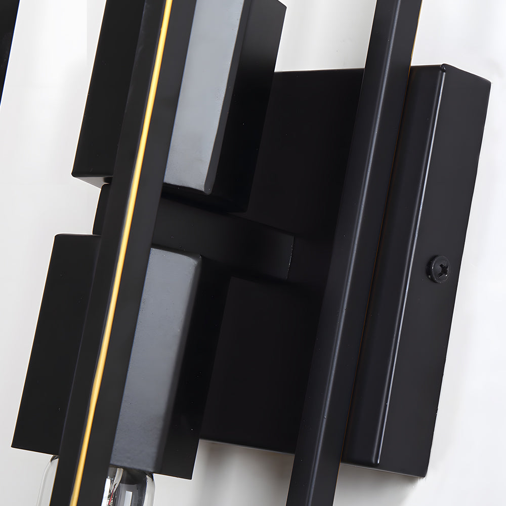 Retro Metal Frame Glass Wall Sconce Light with Dual E27 Sockets for Indoor Hallway Decor