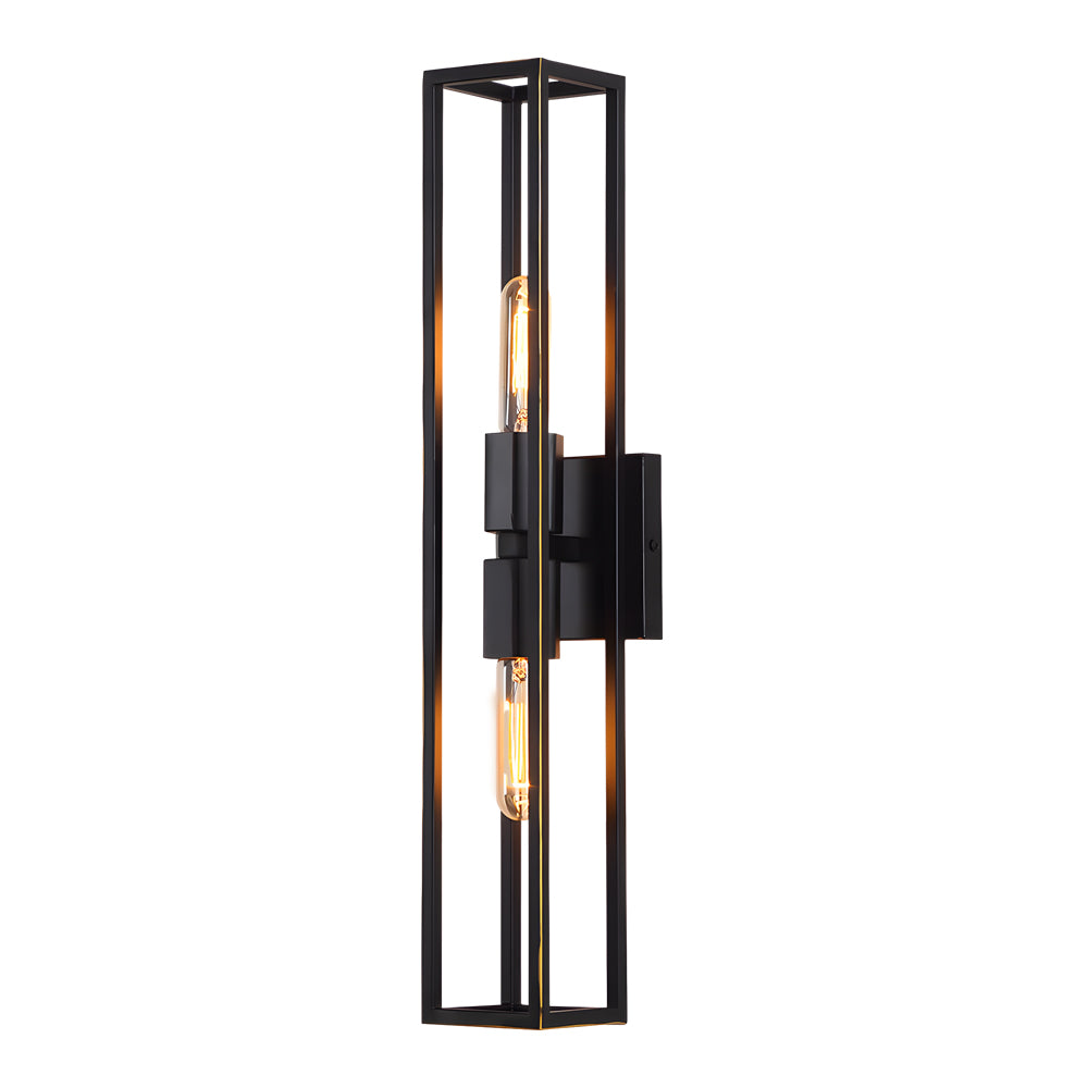 Retro Metal Frame Glass Wall Sconce Light with Dual E27 Sockets for Indoor Hallway Decor