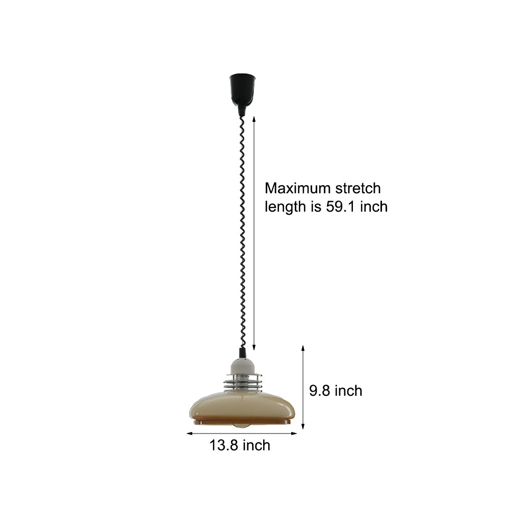 Retro Nordic Round Cream Glass Pendant Light with 3 Step Dimming for Dining Room