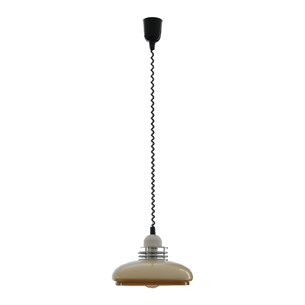Retro Nordic Round Cream Glass Pendant Light with 3 Step Dimming for Dining Room