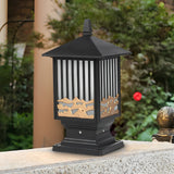 Retro Outdoor Solar Fence Post Lights Waterproof LED Black Die Cast Aluminum Lantern for Garden and Path