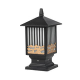 Retro Outdoor Solar Fence Post Lights Waterproof LED Black Die Cast Aluminum Lantern for Garden and Path