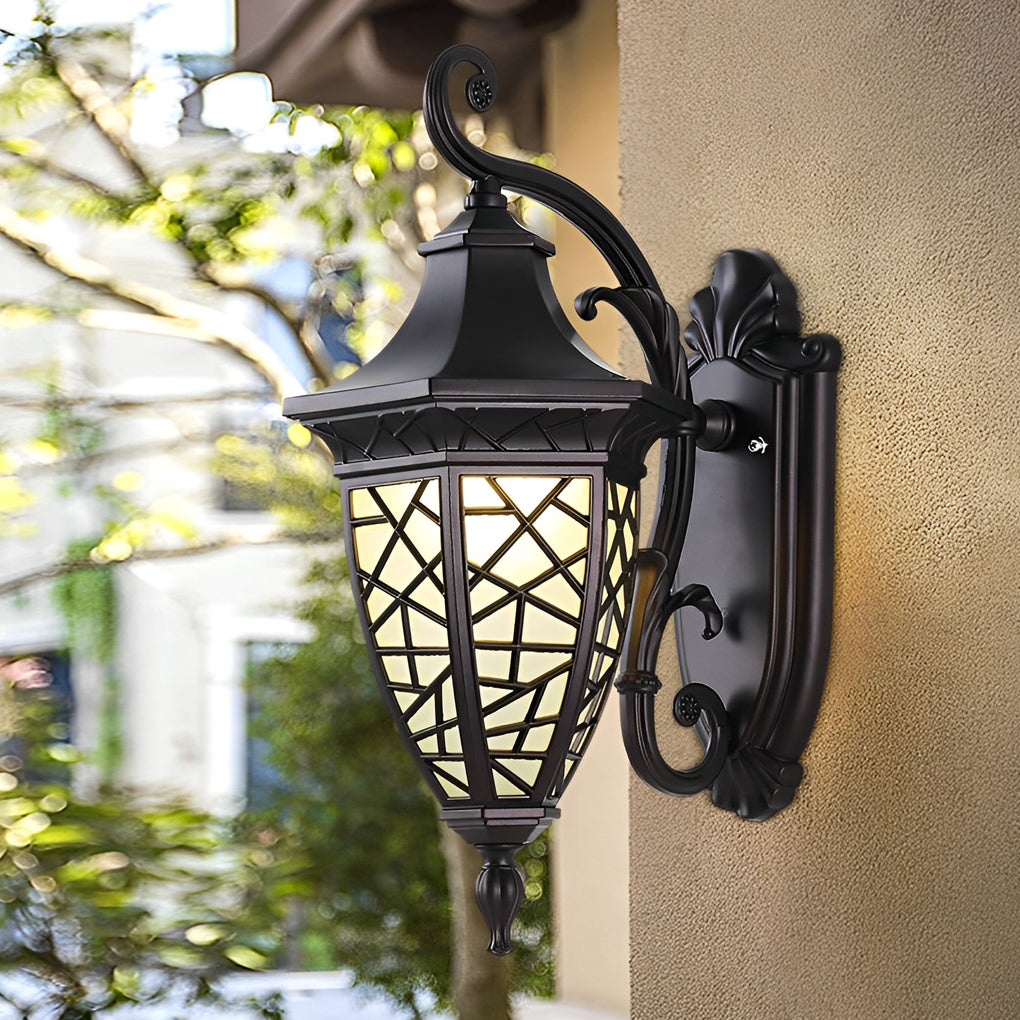 Retro Outdoor Solar Wall Lantern Waterproof Aluminum Exterior Sconce for Garden