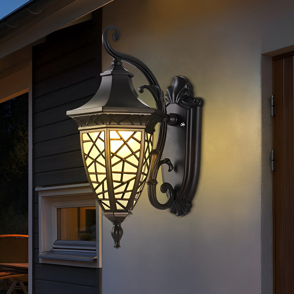 Retro Outdoor Solar Wall Lantern Waterproof Aluminum Exterior Sconce for Garden