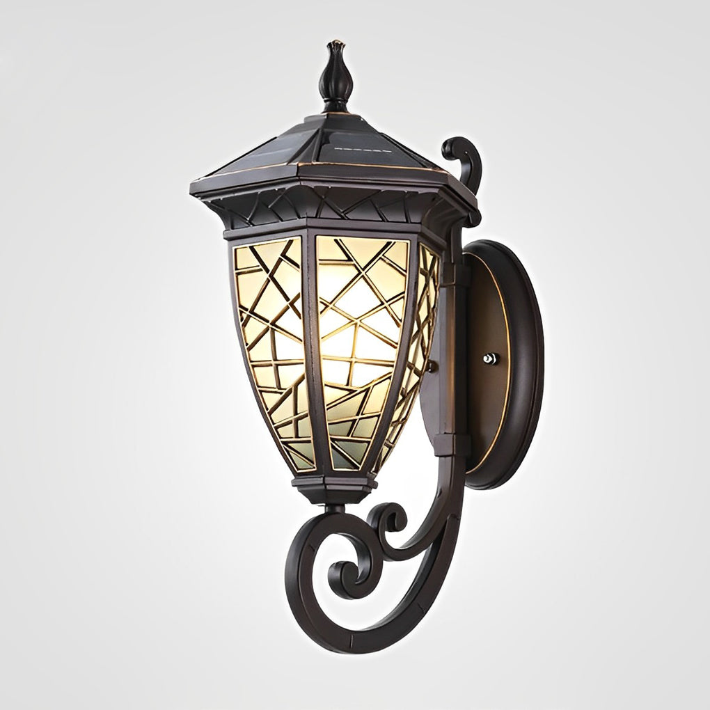 Retro Outdoor Solar Wall Lantern Waterproof Aluminum Exterior Sconce for Garden