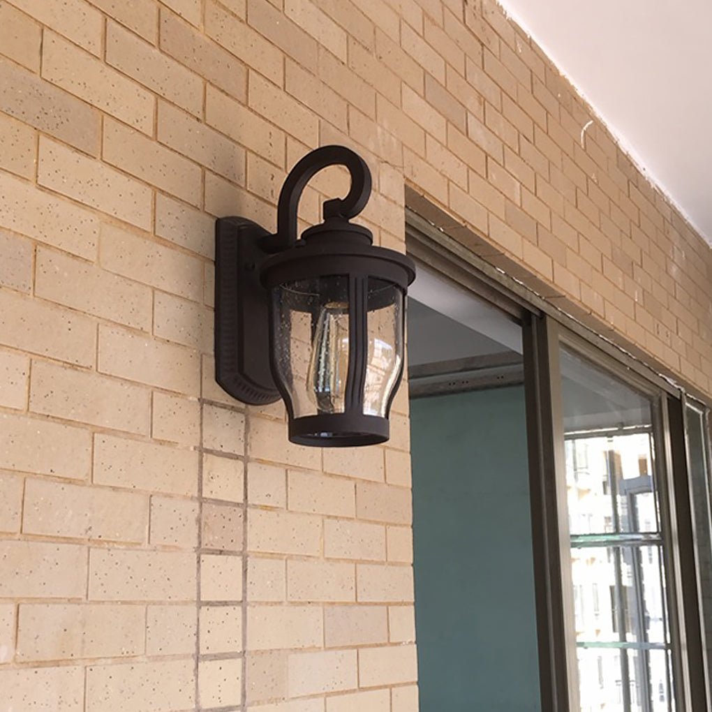 Retro Outdoor Wall Light Waterproof Exterior Sconce with Seeded Glass Shade for Porch Garden