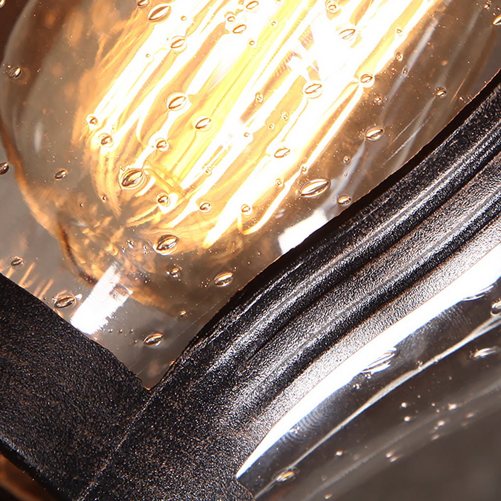 Retro Outdoor Wall Light Waterproof Exterior Sconce with Seeded Glass Shade for Porch Garden