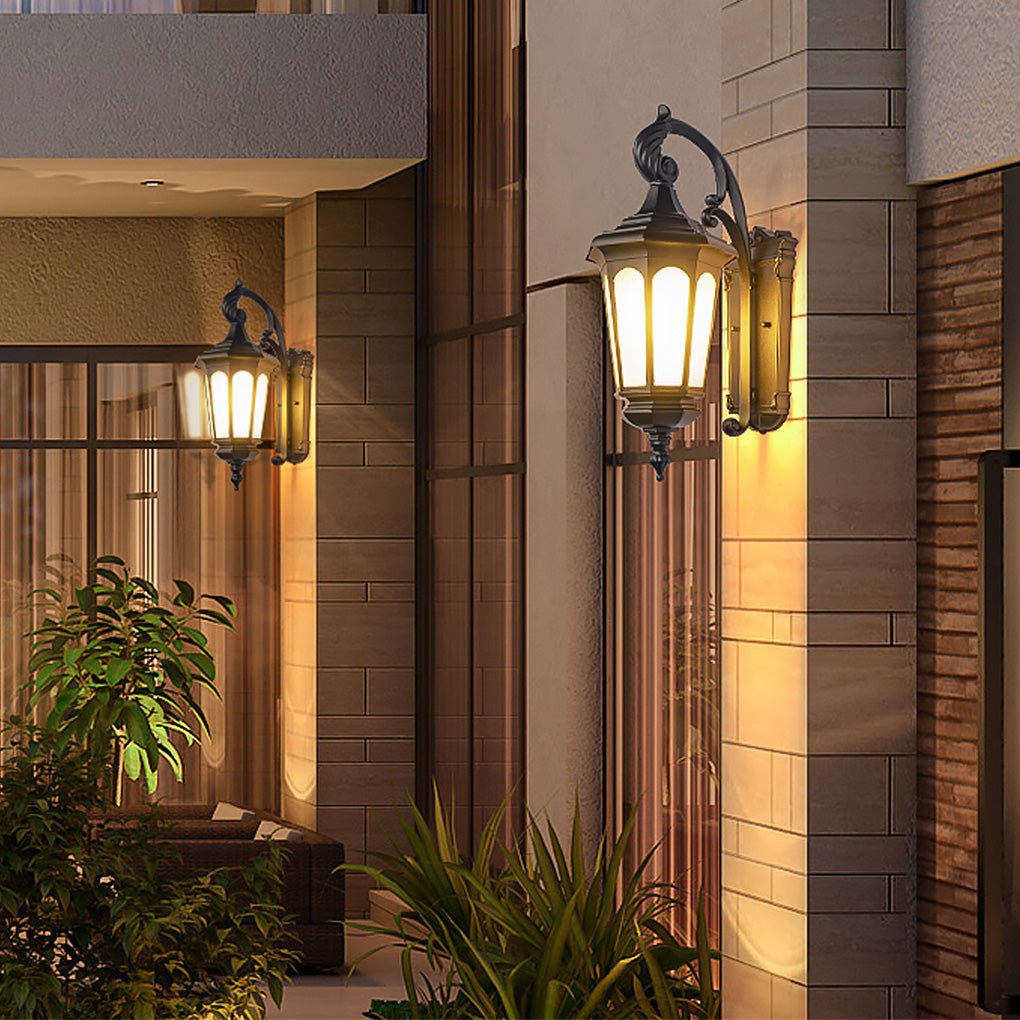 Retro Outdoor Wall Sconce Waterproof Iron Lantern for Balcony Courtyard and Garden Lighting