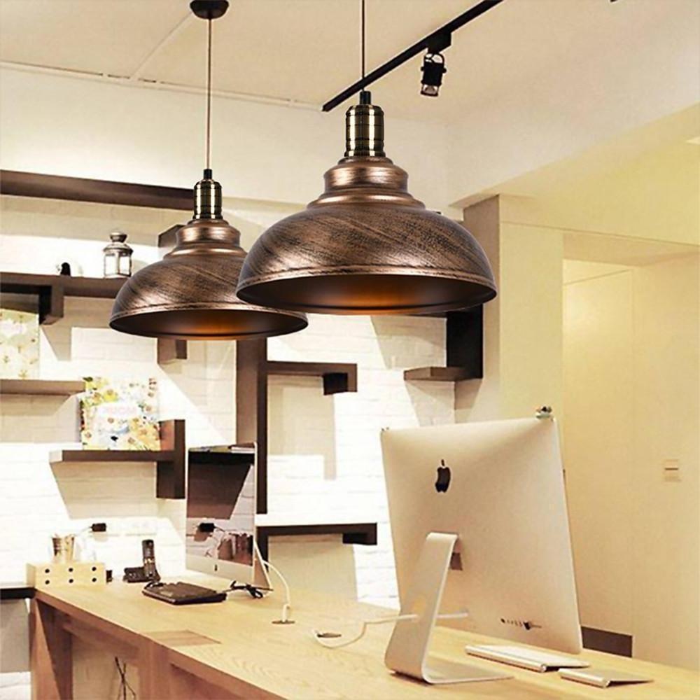 Retro Semi Globe Metal Pendant Light Industrial Hanging Ceiling Lamp for Kitchen Island