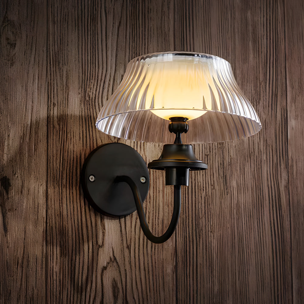 Retro Solar LED Outdoor Wall Sconce Waterproof Black Metal Light with Adjustable Acrylic Shade