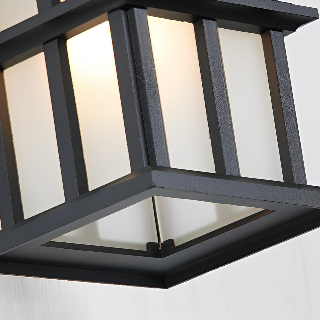 Retro Square Outdoor Wall Lantern Waterproof Black Aluminum Exterior Wall Sconce