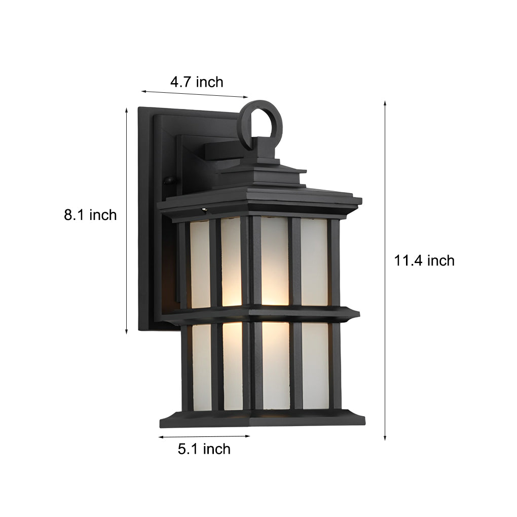 Retro Square Outdoor Wall Lantern Waterproof Black Aluminum Exterior Wall Sconce