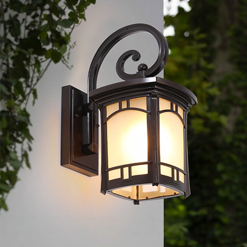 Retro Striped Glass Outdoor Wall Lantern Waterproof Die Cast Aluminum Exterior Light Sconce for Patio and Garden