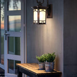 Retro Striped Glass Outdoor Wall Lantern Waterproof Die Cast Aluminum Exterior Light Sconce for Patio and Garden