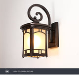 Retro Striped Glass Outdoor Wall Lantern Waterproof Die Cast Aluminum Exterior Light Sconce for Patio and Garden
