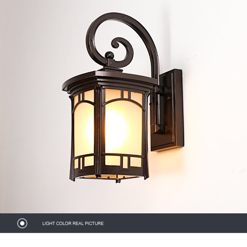 Retro Striped Glass Outdoor Wall Lantern Waterproof Die Cast Aluminum Exterior Light Sconce for Patio and Garden