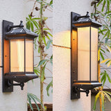 Retro Striped Glass Shade Outdoor Solar Garden Lights IP55 Waterproof Landscape Post Lamp