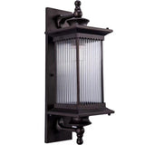 Retro Striped Glass Shade Outdoor Solar Garden Lights IP55 Waterproof Landscape Post Lamp