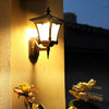 Retro Striped Glass Solar Powered Outdoor Wall Light Waterproof Black LED Exterior Sconce