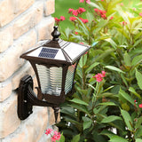 Retro Striped Glass Solar Powered Outdoor Wall Light Waterproof Black LED Exterior Sconce