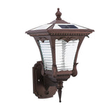 Retro Striped Glass Solar Powered Outdoor Wall Light Waterproof Black LED Exterior Sconce