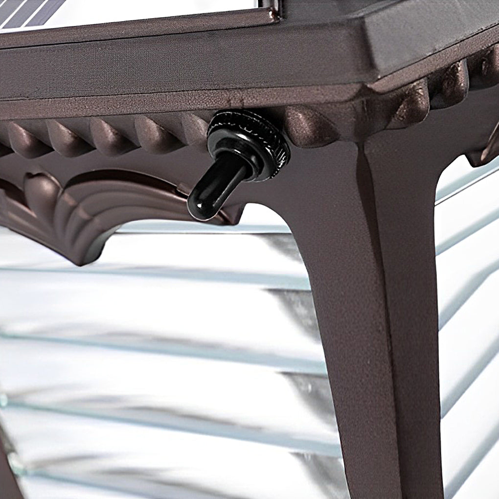 Retro Striped Glass Solar Powered Outdoor Wall Light Waterproof Black LED Exterior Sconce