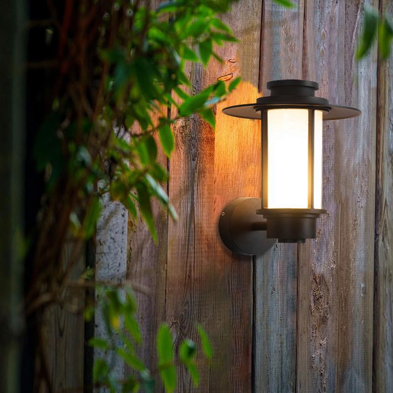 Retro Top Hat Shape LED Outdoor Wall Light Waterproof Black Aluminum Exterior Lantern Sconce