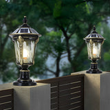 Retro Waterproof Aluminum Solar Fence Post Cap Light Hardwired Dual Use Outdoor Lantern with Remote Control