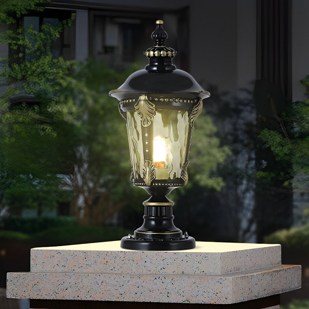 Retro Waterproof Aluminum Solar Fence Post Cap Light Hardwired Dual Use Outdoor Lantern with Remote Control