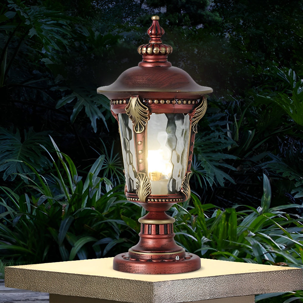 Retro Waterproof Aluminum Solar Fence Post Cap Light Hardwired Dual Use Outdoor Lantern with Remote Control