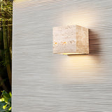 Retro Yellow Travertine LED Wall Sconce Waterproof Outdoor Wall Light in Wabi Sabi Style