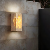 Retro Yellow Travertine LED Wall Sconce Waterproof Outdoor Wall Light in Wabi Sabi Style