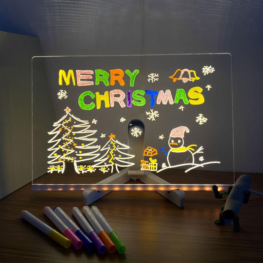 Rewritable LED Acrylic Message Board Table Lamp with Warm White Lighting and Tripod Holder