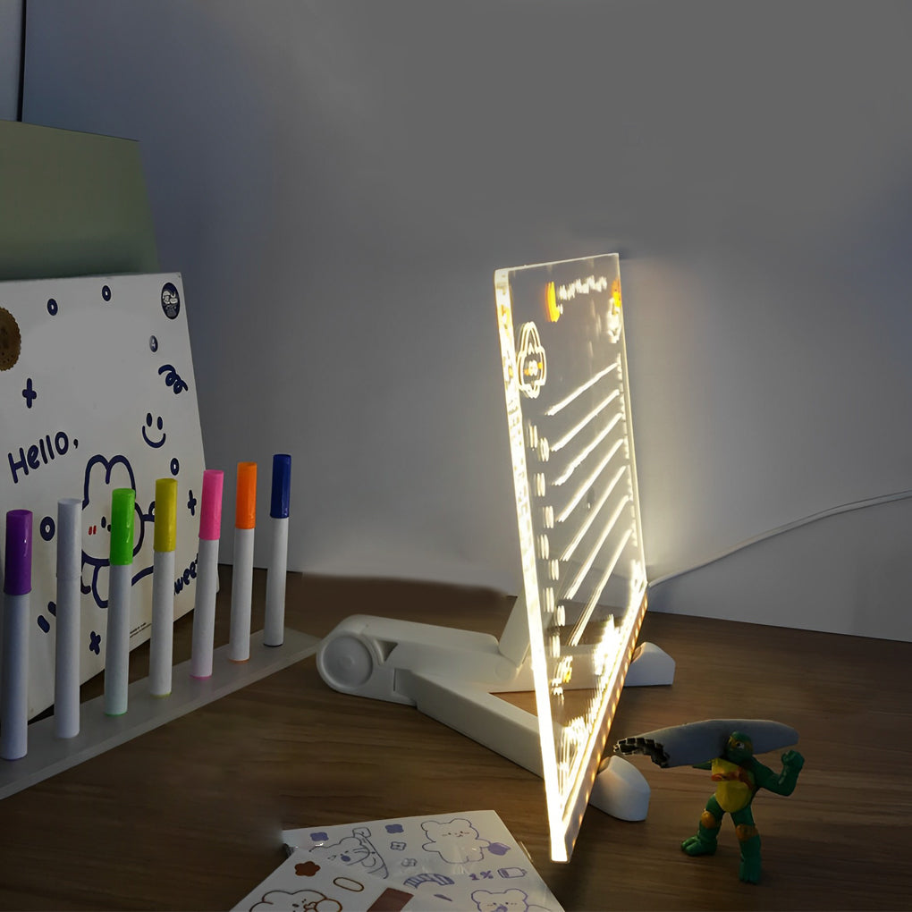 Rewritable LED Acrylic Message Board Table Lamp with Warm White Lighting and Tripod Holder