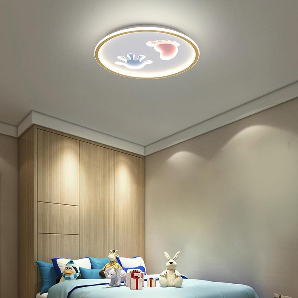 20 Inch Modern LED Kids Room Ceiling Light Hand and Footprint Design Acrylic Flush Mount Fixture