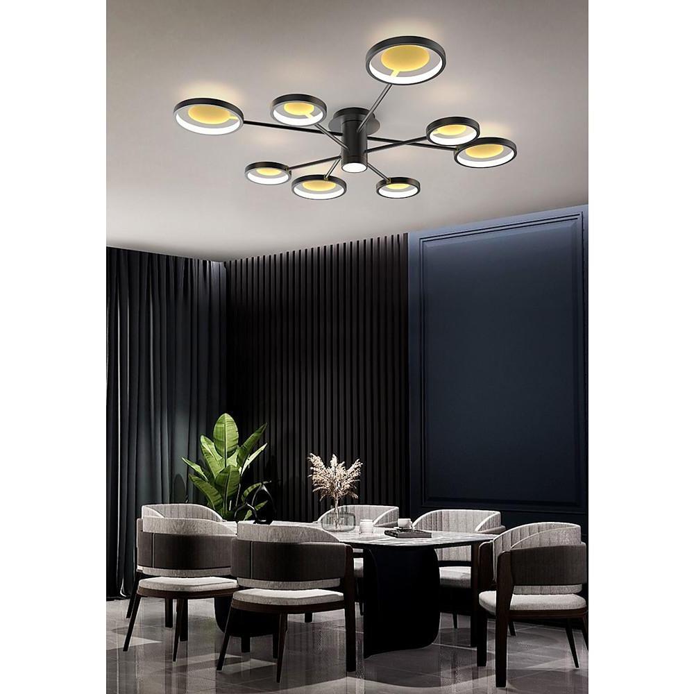 Geometric Multi Circle LED Flush Mount Ceiling Light Modern Black Industrial Chandelier Lighting