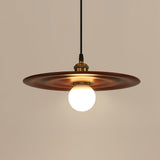 Ripplewood Glass Dome Pendant Lighting with Walnut Wood Accents and Brass Details