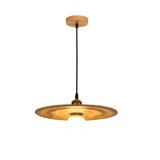 Ripplewood Glass Dome Pendant Lighting with Walnut Wood Accents and Brass Details