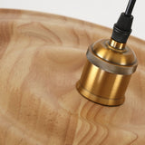 Ripplewood Glass Dome Pendant Lighting with Walnut Wood Accents and Brass Details