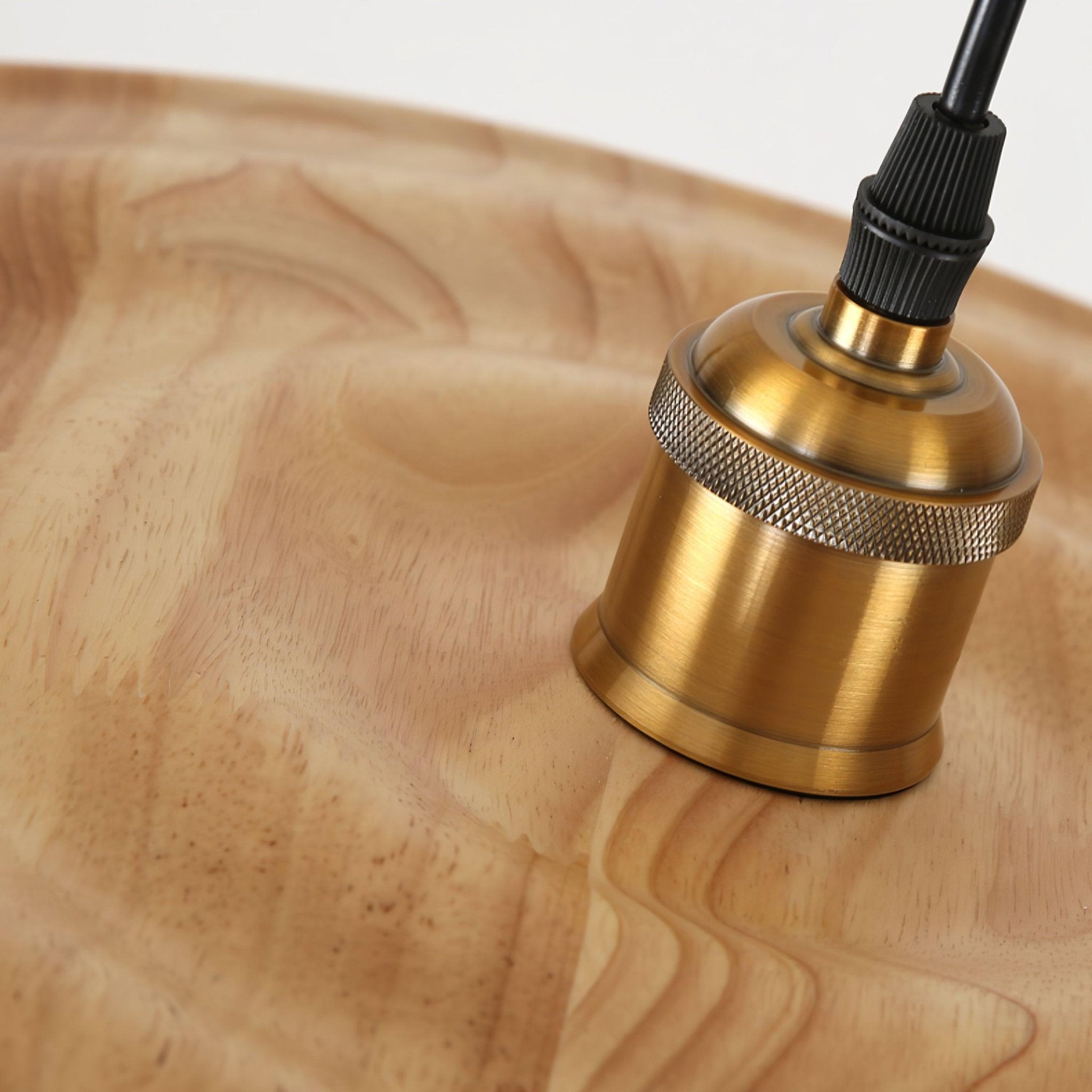Ripplewood Glass Dome Pendant Lighting with Walnut Wood Accents and Brass Details