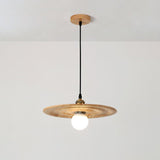 Ripplewood Glass Dome Pendant Lighting with Walnut Wood Accents and Brass Details