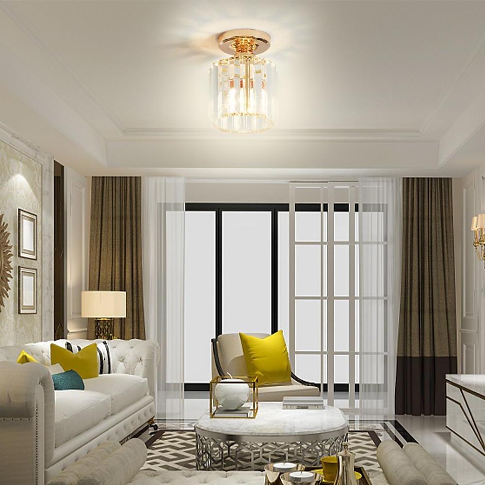 Modern Crystal LED Flush Mount Ceiling Light Industrial Metal Lamp for Hallway