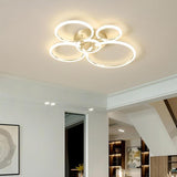 Gold Circular LED Flush Mount Ceiling Light Dimmable Modern Ring Chandelier Fixture