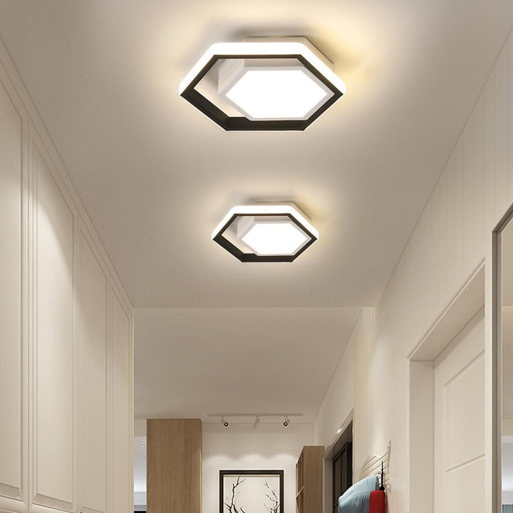 Modern Hexagonal LED Ceiling Light Minimalist Geometric Flush Mount Fixture for Kitchen and Bedroom