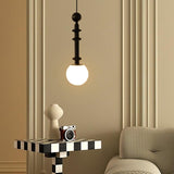 Roman Column Walnut Wood and Glass Small Pendant Light for Modern Interior Decor