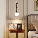 Roman Column Walnut Wood and Glass Small Pendant Light for Modern Interior Decor