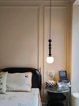 Roman Column Walnut Wood and Glass Small Pendant Light for Modern Interior Decor