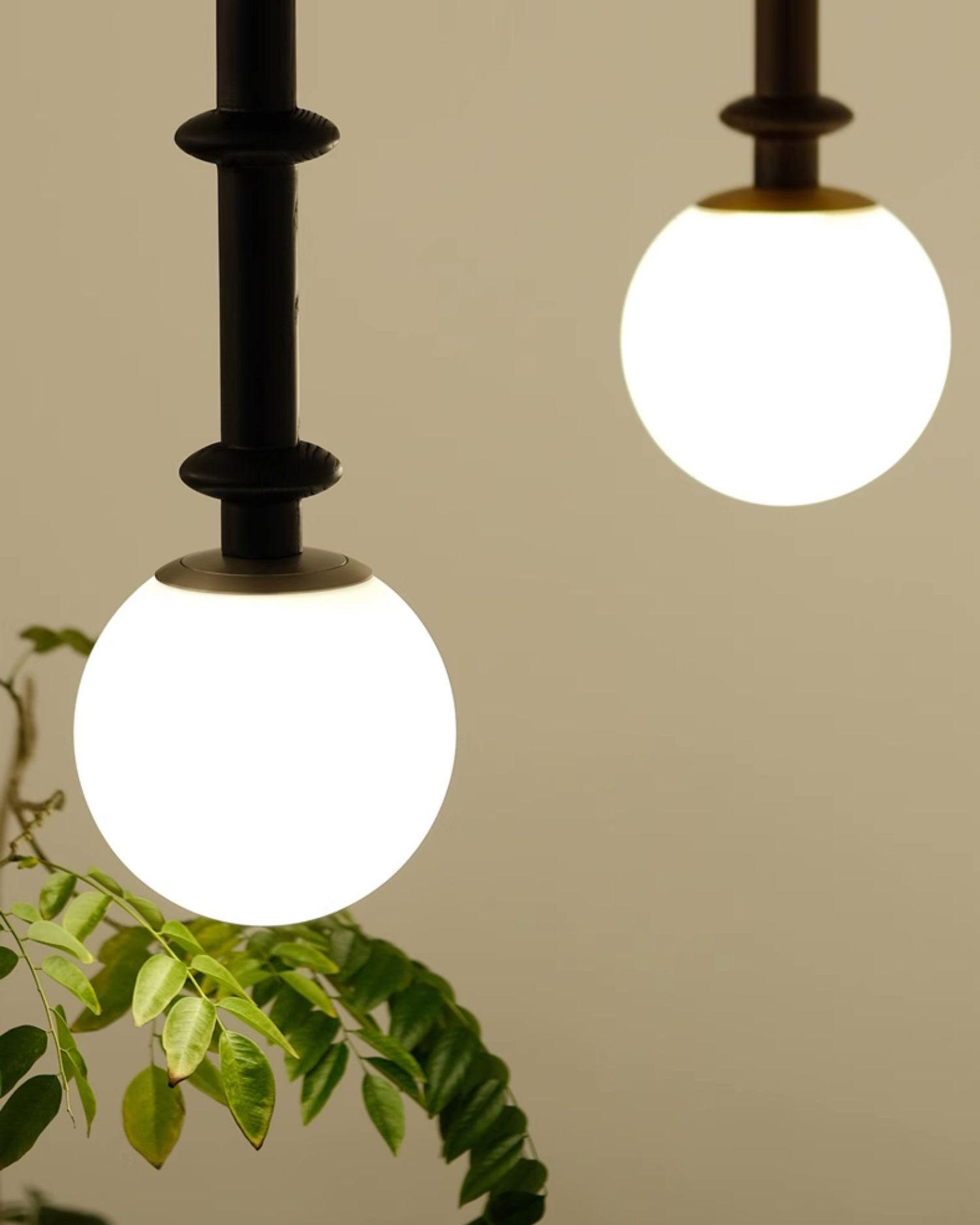 Roman Column Walnut Wood and Glass Small Pendant Light for Modern Interior Decor