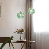 Romantic Glass Gardenia Petal LED Pendant Light French Style Floral Hanging Ceiling Lamp