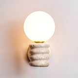 Romus Yellow Travertine Wall Sconce Modern Gold Bracket Light with White Glass Shade